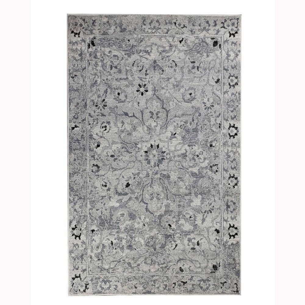 SUPERIOR Caine Platinum 5 ft. x 8 ft. Moden Distressed Floral