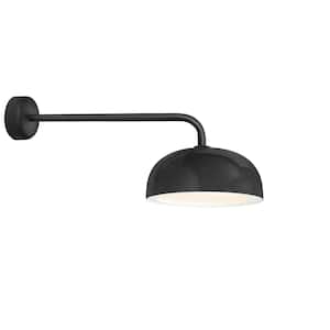 Dome 12.63 in. H 1-Light Black Outdoor Wall Mount Sconce