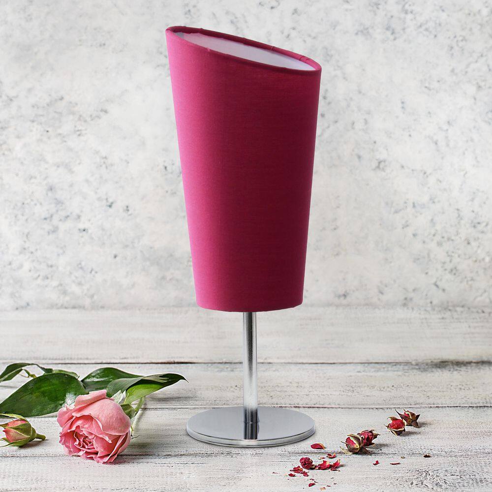 12.4 Chrome Table Lamp with Slanted Pink Shade, Stylish Accent for Bedroom or Office price history on PriceWatchPro