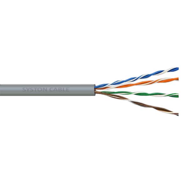 Perforar Senador Primero Syston Cable Technology 1,000 ft. 24-Gauge Gray 4-Pair 8-Conductor Solid UTP  Plenum Cat 5E Cable 1008-PB-GY-1000 - The Home Depot