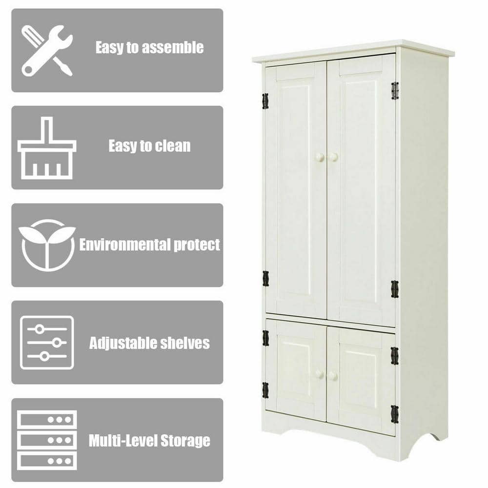 White MDF 49" Accent Cabinet with Adjustable Shelves