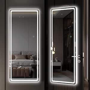 16 in. W x 44 in. H Rectangle Frame LED Full Body Wall Mounted White Mirror