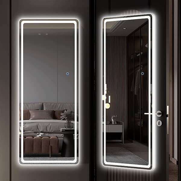 Hasipu 16 in. W x 44 in. H Rectangle Frame LED Full Body Wall Mounted White Mirror