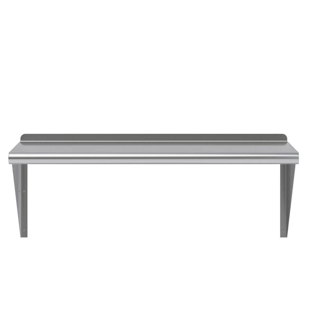 36" x 18" Stainless Steel Wall Mounted Shelf with Brackets