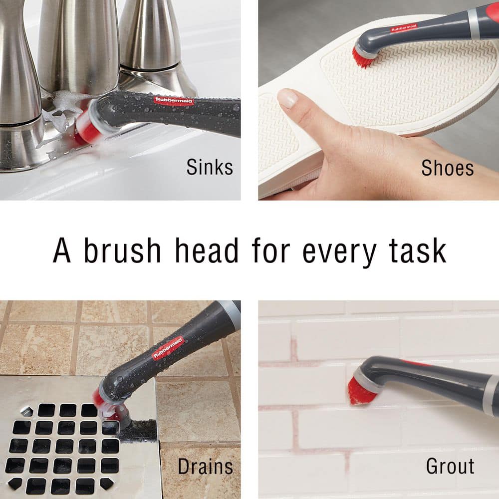 Gray and Red Cordless Electric Power Scrubber with Grip Handle