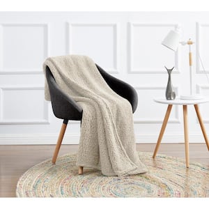 Cloud Sherpa Ivory Polyester Throw Blanket