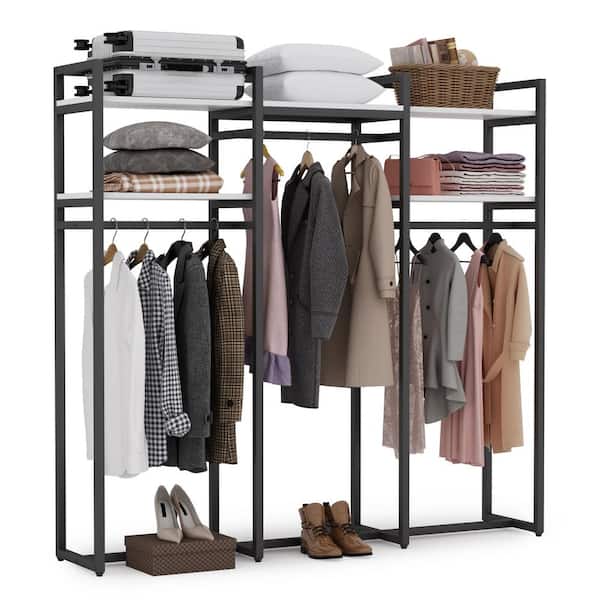 BYBLIGHT Carmalita Brown Garment Rack with 2 Fabric Drawers, Freestanding  Closet Organizer with Shelves and 3 Hanging Rods BB-C0621GX - The Home Depot