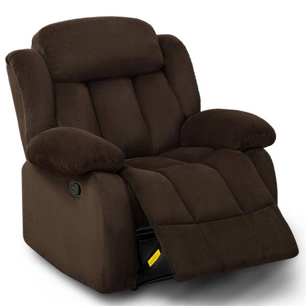 KINWELL Brown Upholstery Home Manual Overstuffed Recliner Sofa Chair
