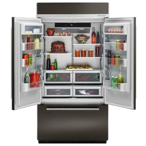 24.2 cu. ft. Built-In French Door Refrigerator in Black Stainless, Platinum Interior