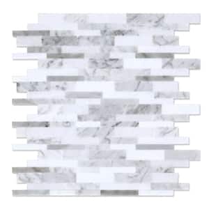 Gray Agate White and Gray 11.65 in. x 11.34 in. x 5 mm Stone Self-Adhesive Wall Mosaic Tile (5.52 sq. ft./Case)