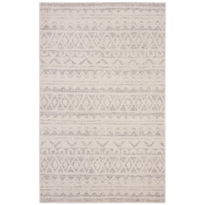 Adirondack Ivory/Silver 5 ft. x 8 ft. Geometric Striped Area Rug