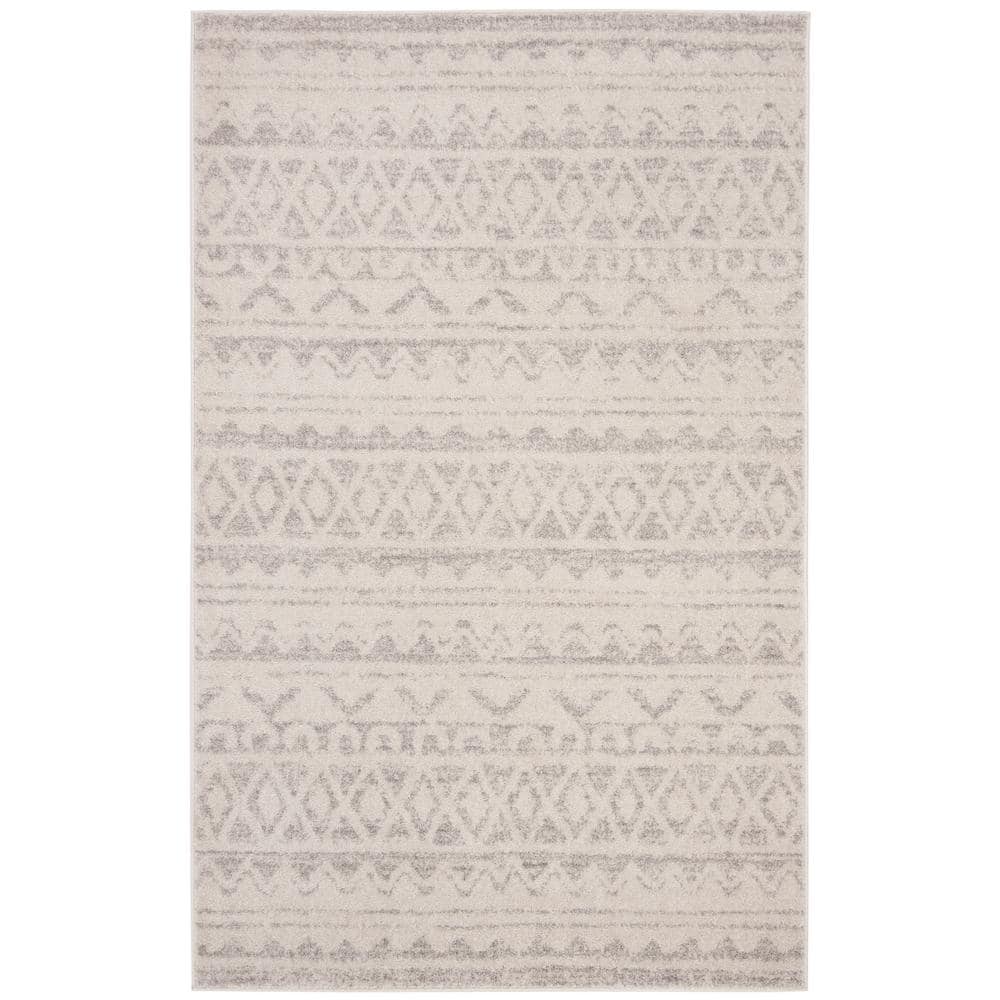Ivory and Silver Rectangular Reversible Area Rug 6' x 9'