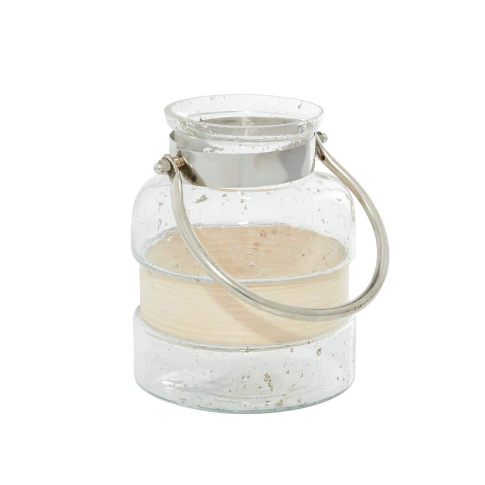 Clear Glass Hanging Candle Lantern with Curved Handle