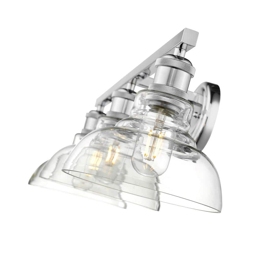Carver 3-Light Silver Vanity Light with Clear Glass Shades