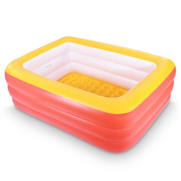 82"L x 57"W x 25"H Orange Inflatable Swimming Pool for Kids,Kiddie Pools with Inflatable Soft Floor,for Backyard,Garden