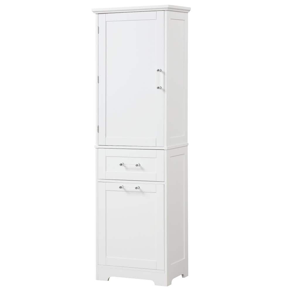 20 in. W x 13.5 in. D x 68.4 in. H White Linen Cabinet with Adjustable Shelf