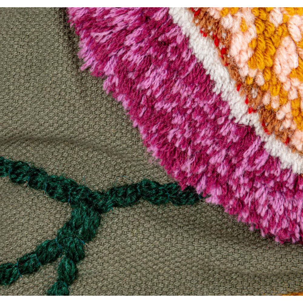 Embroidered Multicolor Floral Cotton Square Throw Pillows Set