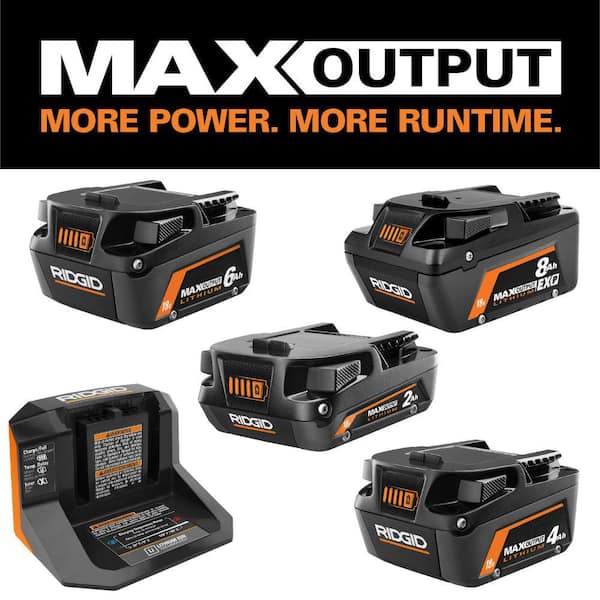 18V Lithium-Ion MAX Output 6.0 Ah, 4.0 Ah, and 2.0 Ah Batteries, Charger, and Free MAX Output 8.0 Ah Battery