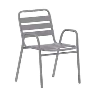 Silver Aluminum Outdoor Dining Chair in Silver