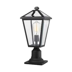 Talbot 18 .5 in. 1-Light Black Metal Hardwired Outdoor Weather Resistant Pier Mount Light with No Bulb in.cluded
