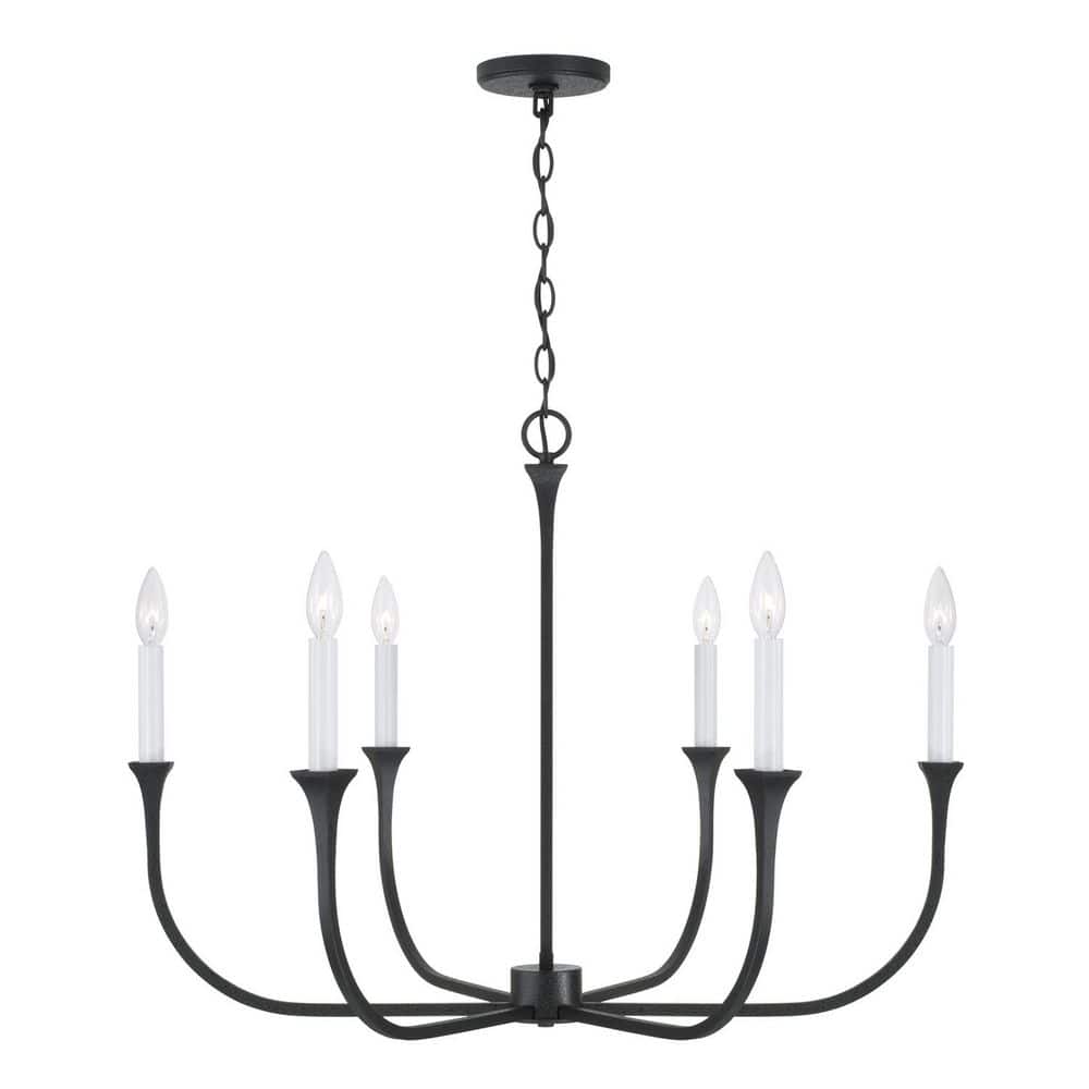 Decklan 32 in. 6-Light Black Iron Chandelier with No Bulbs Included price history on PriceWatchPro