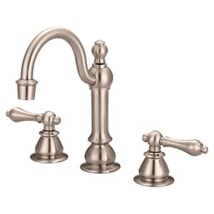 Vintage Classic 8 in. Widespread 2-Handle High Arc Bathroom Faucet with Pop-Up Drain in Satin Nickel
