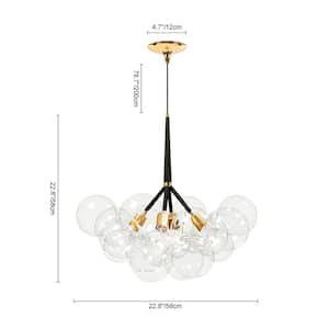 Alma 4-Light Black/Gold Cluster Bubble Globe Chandelier with Clear Glass for Large Room( 12-Shade, G125 Bulb Included)