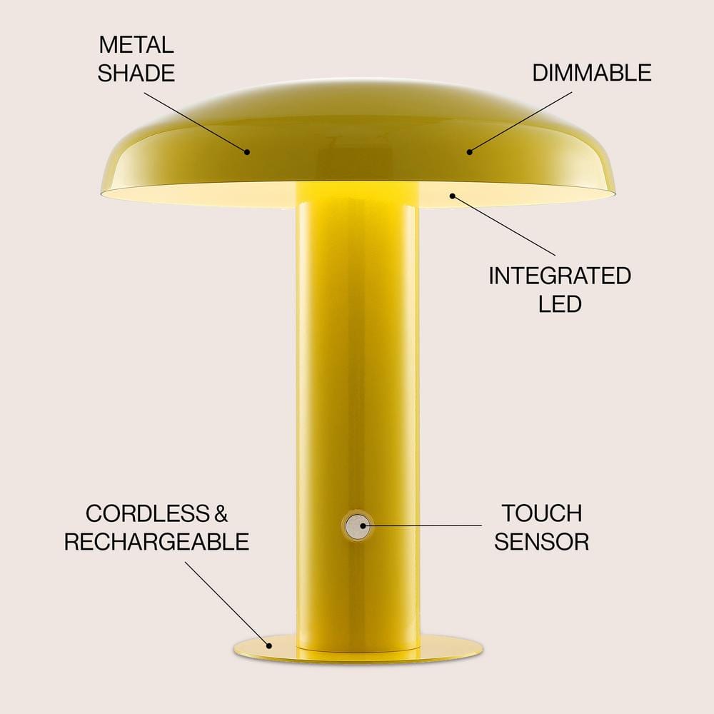 Suillius 11" Satin Yellow Cordless Metal Dome Table Lamp