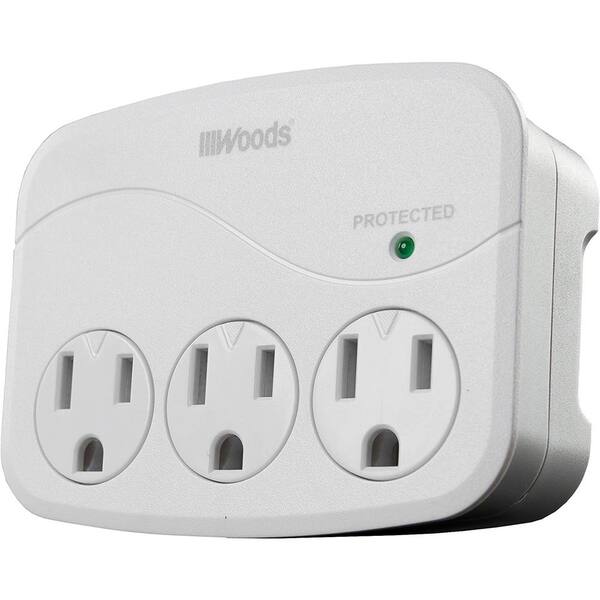 Woods Electronics 3Outlet 1000Joule Surge Protector with Sliding Safety Covers and Surge