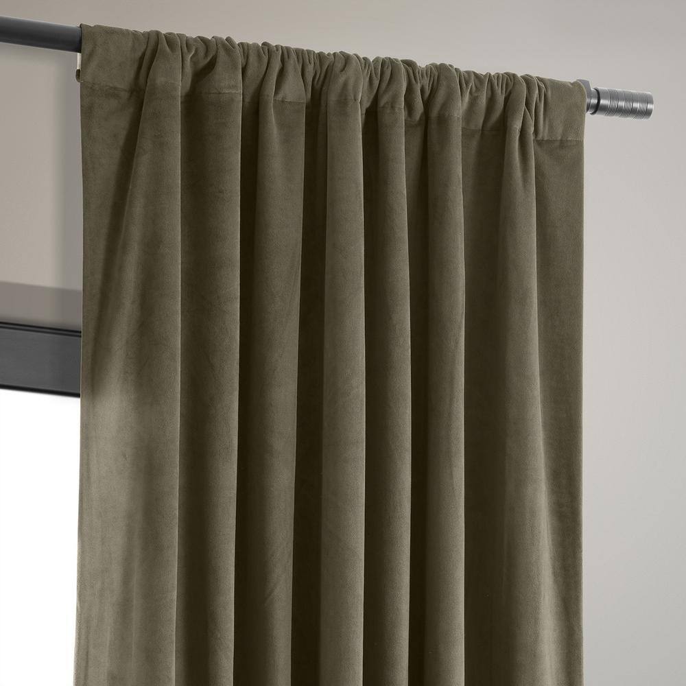 Denver Taupe 96" Blackout Velvet Curtain Panel