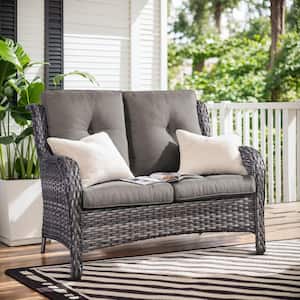 2-Seat Wicker Outdoor Loveseat Sofa Patio with CushionGuard Cushions Gray/Gray