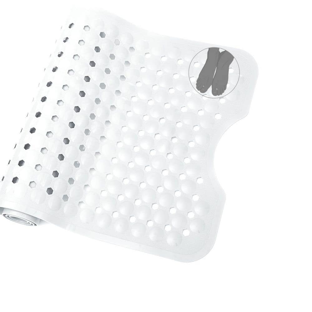 40 in. x 16 in. Bath Tub and Shower Mat in White, Non Slip Machine Washable Bathmat with Drain Holes, Suction Cups price history on PriceWatchPro