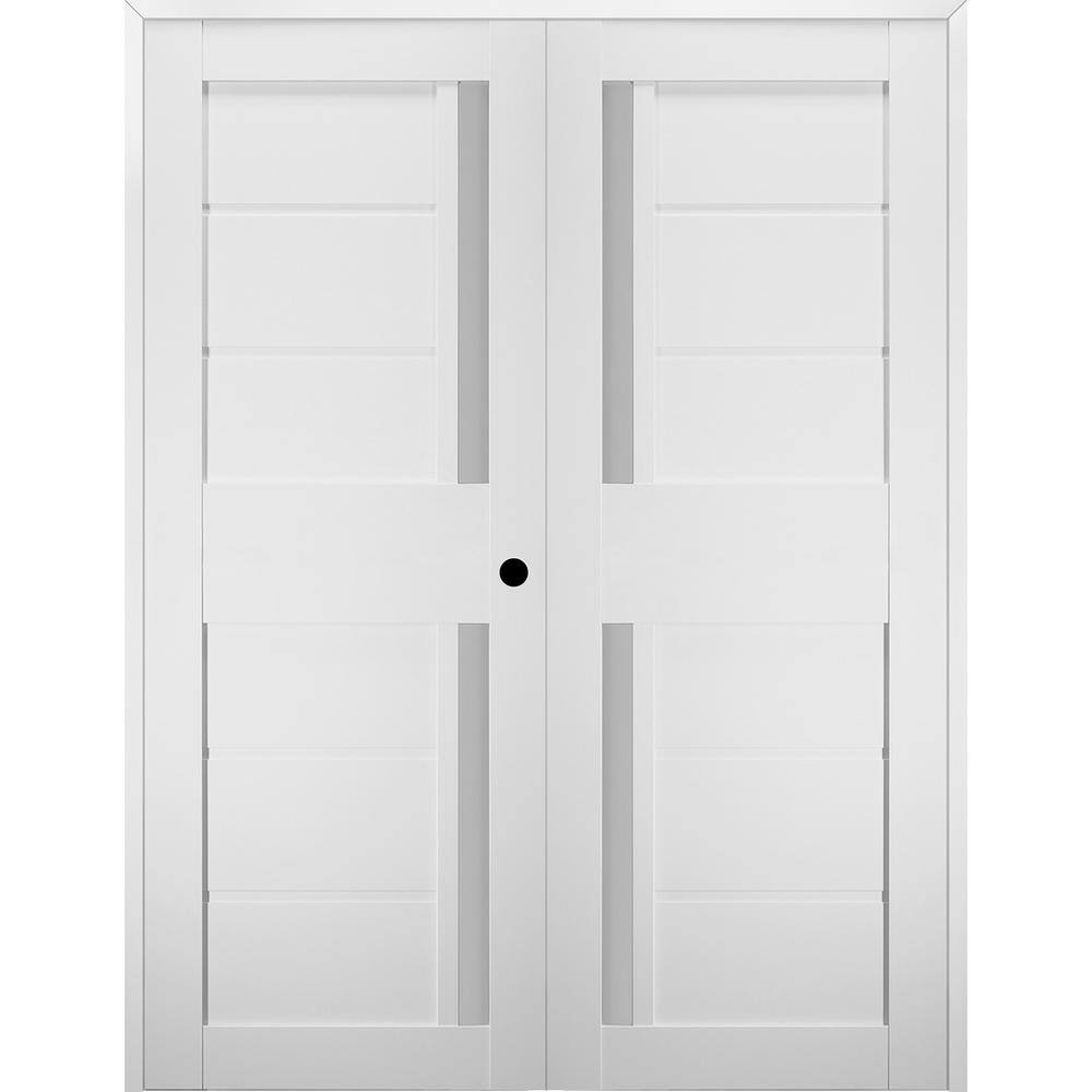 Esta 72 in. x 79.375 in. Left Hand Active Frosted Glass Bianco Noble Finished Wood Composite Double Prehung French Door price history on PriceWatchPro