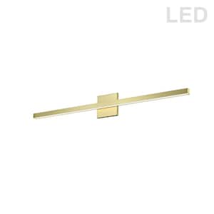 Arandel 1.5 in. 1-Light Aged Brass LED Vanity Light Bar with White Acrylic Shade