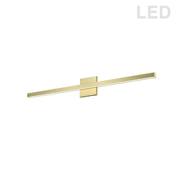 Dainolite Arandel 1.5 in. 1-Light Aged Brass LED Vanity Light Bar with White Acrylic Shade