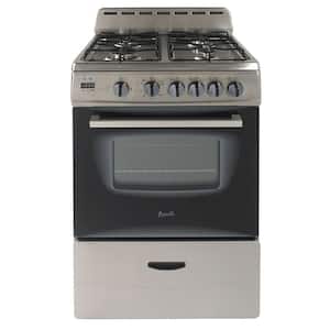 24 in. 2.6 cu. ft. Gas Range in Black and Stainless Steel