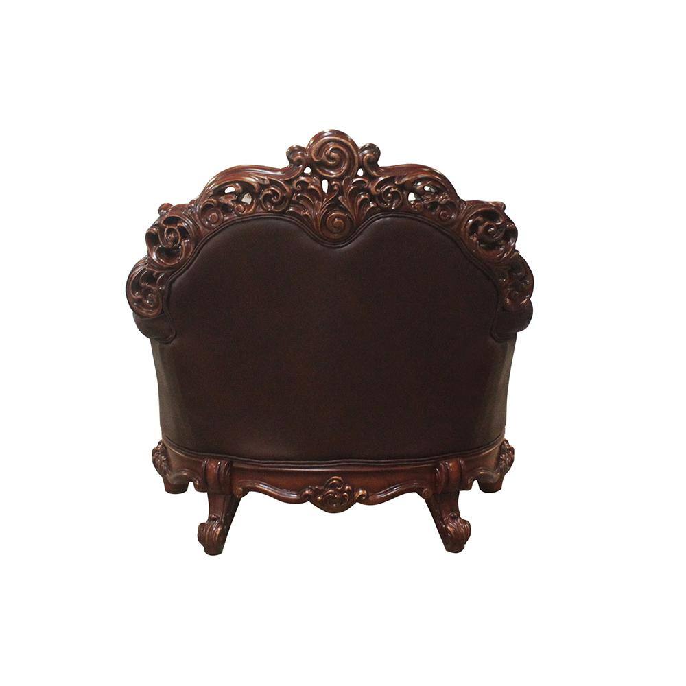 Vendome Cherry Faux Leather Handcrafted Chair with Pillow