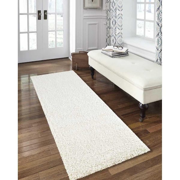 Malibu Shag Ivory 2 ft. x 10 ft. Shag Modern Kitchen Runner Area Rug