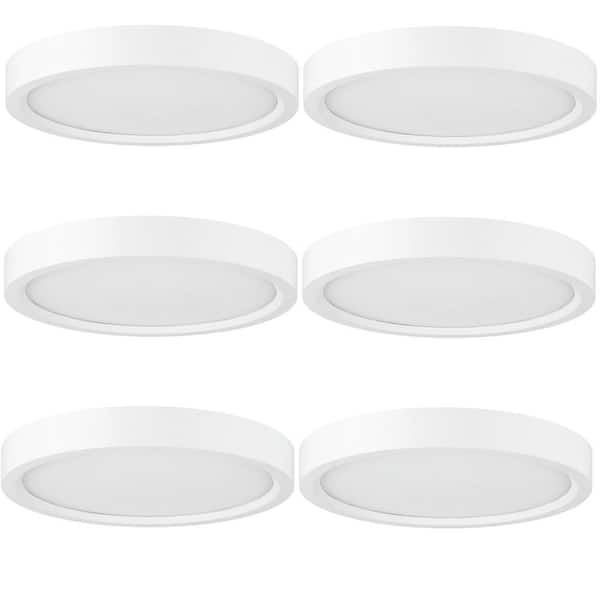Sunlite 5.5 in. White Selectable CCT Dimmable Flush Mount Integrated LED Light Fixture (6-Pack)