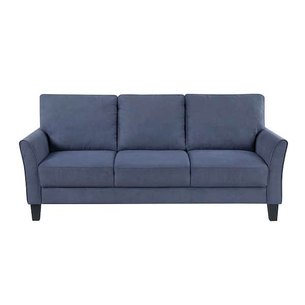 Tesoro 78.5 in. W Flared Arm Textured Fabric Rectangle Sofa in Blue