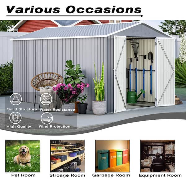 Thanaddo 8 ft. W x 12 ft. D Outdoor Metal Storage Shed with