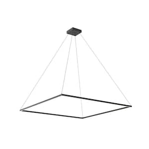 Piazza 60 in. 126-Watt 1-Light Black Integrated LED Pendant-Light