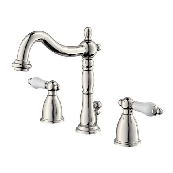 Kingston Brass Heritage 8 in. Widespread 2-Handle Bathroom Faucet in Polished Nickel