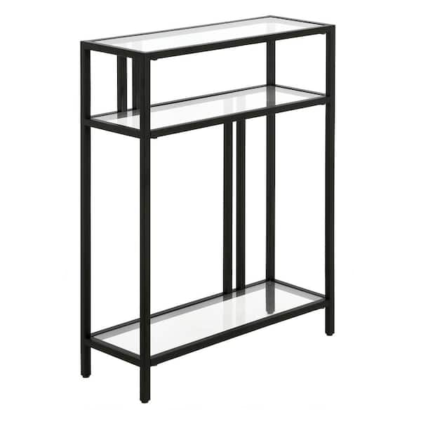 Meyer Cross Cortland 22 In Blackened, Tall Glass Console Table