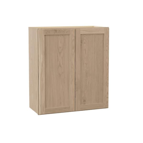 Hampton Bay Sinclair 27 in. W x 12 in. D x 30 in. H Assembled Wall Cabinet in Shaker Light Oak