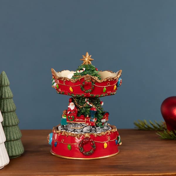 Northlight 6 in. Red and Gold Musical Santa on Train