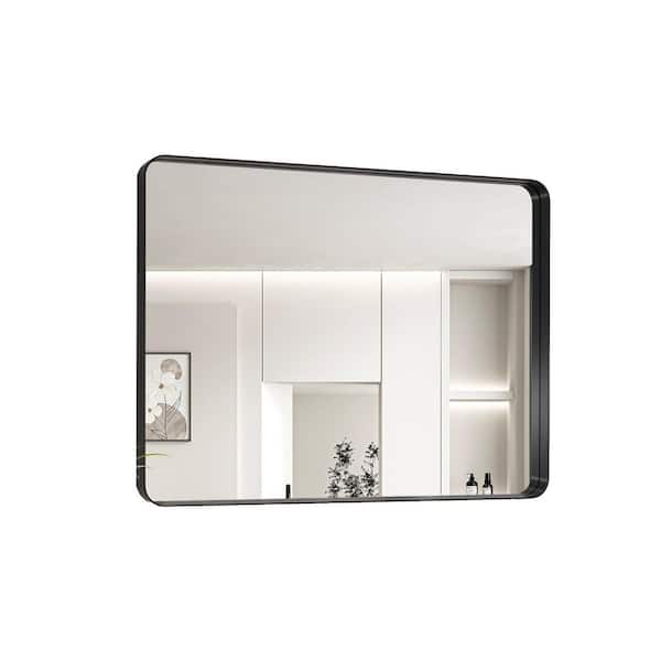 40 in. W x 36 in. H Rectangular Framed Wall Bathroom Vanity Mirror in Black