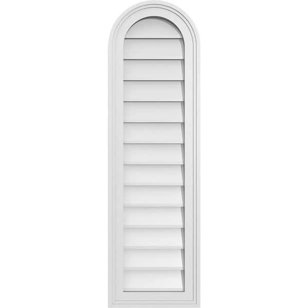 Ekena Millwork 12 in. x 40 in. Round Top Surface Mount PVC Gable Vent: Decorative with Brickmould Frame