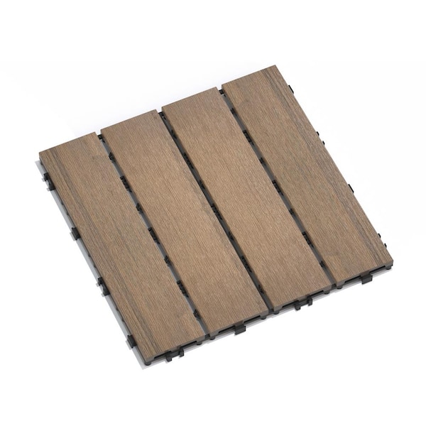 1 ft. x 1 ft. Quick Deck Plastic Composite Interlocking Deck Tile in Natural (11 sq.  ft. per Box)