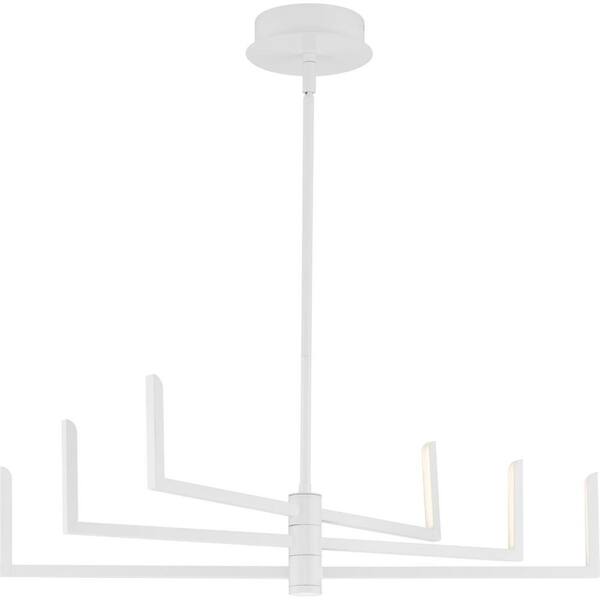 Progress Lighting Pivot LED Collection 6-Light Satin White Frosted Glass LED Modern Chandelier Light